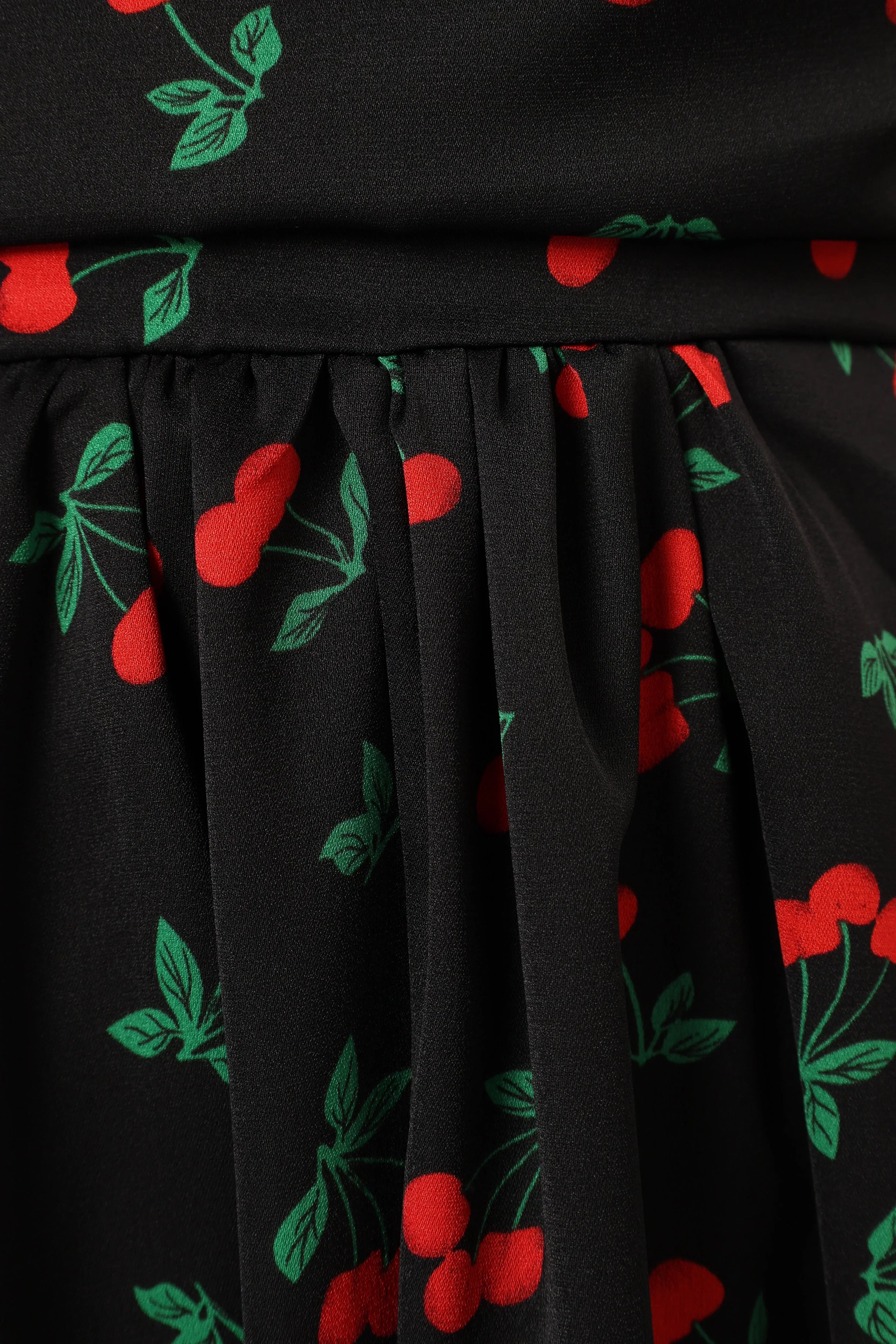 Chlo Puff Sleeve Midi Dress Cherry Print