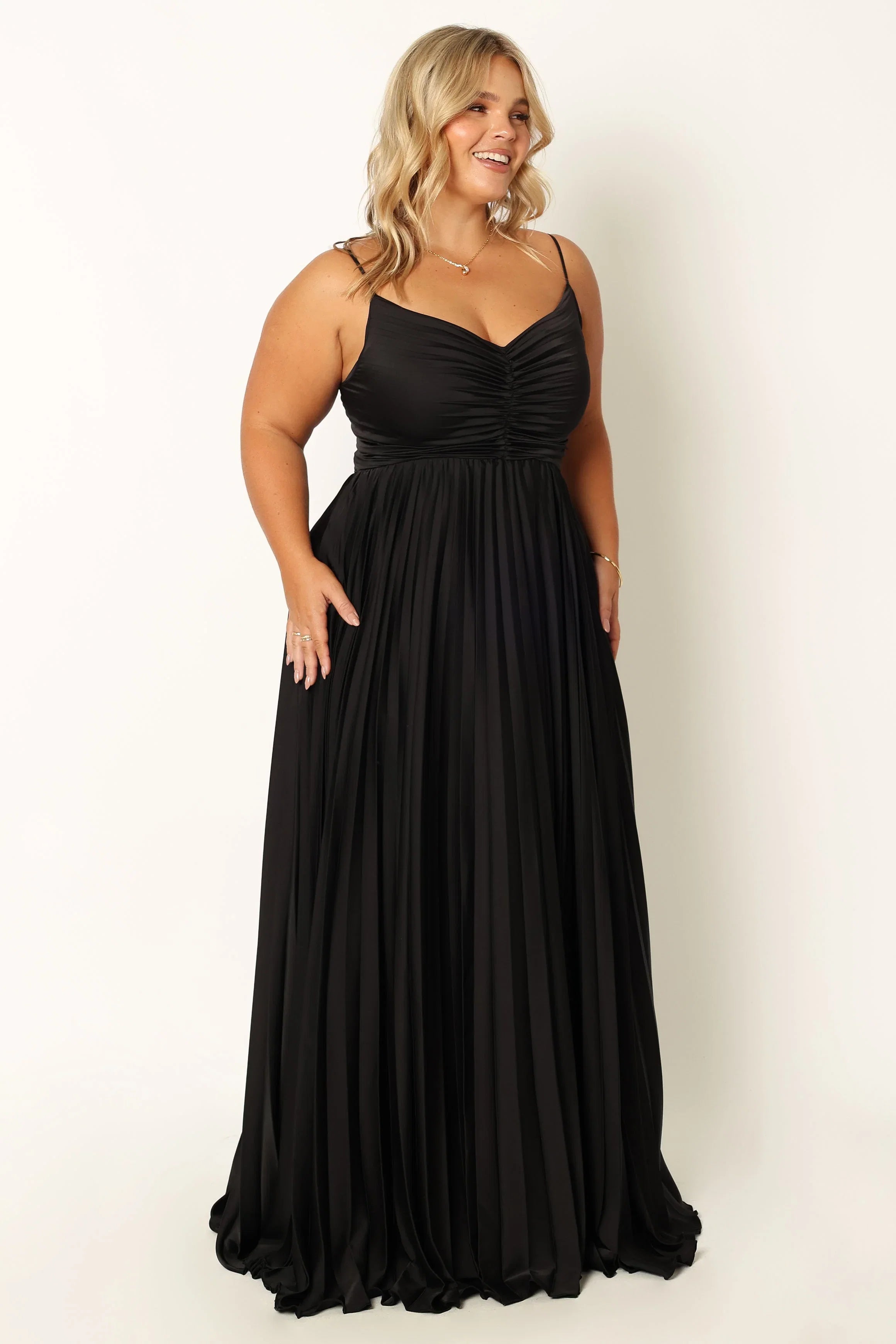 Naira Pleated Maxi Dress Black
