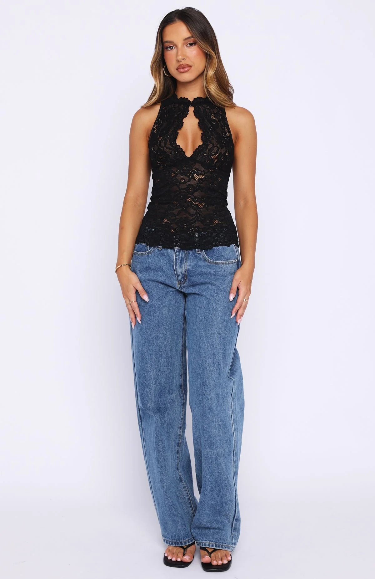 Diamond Girl Lace Top Black