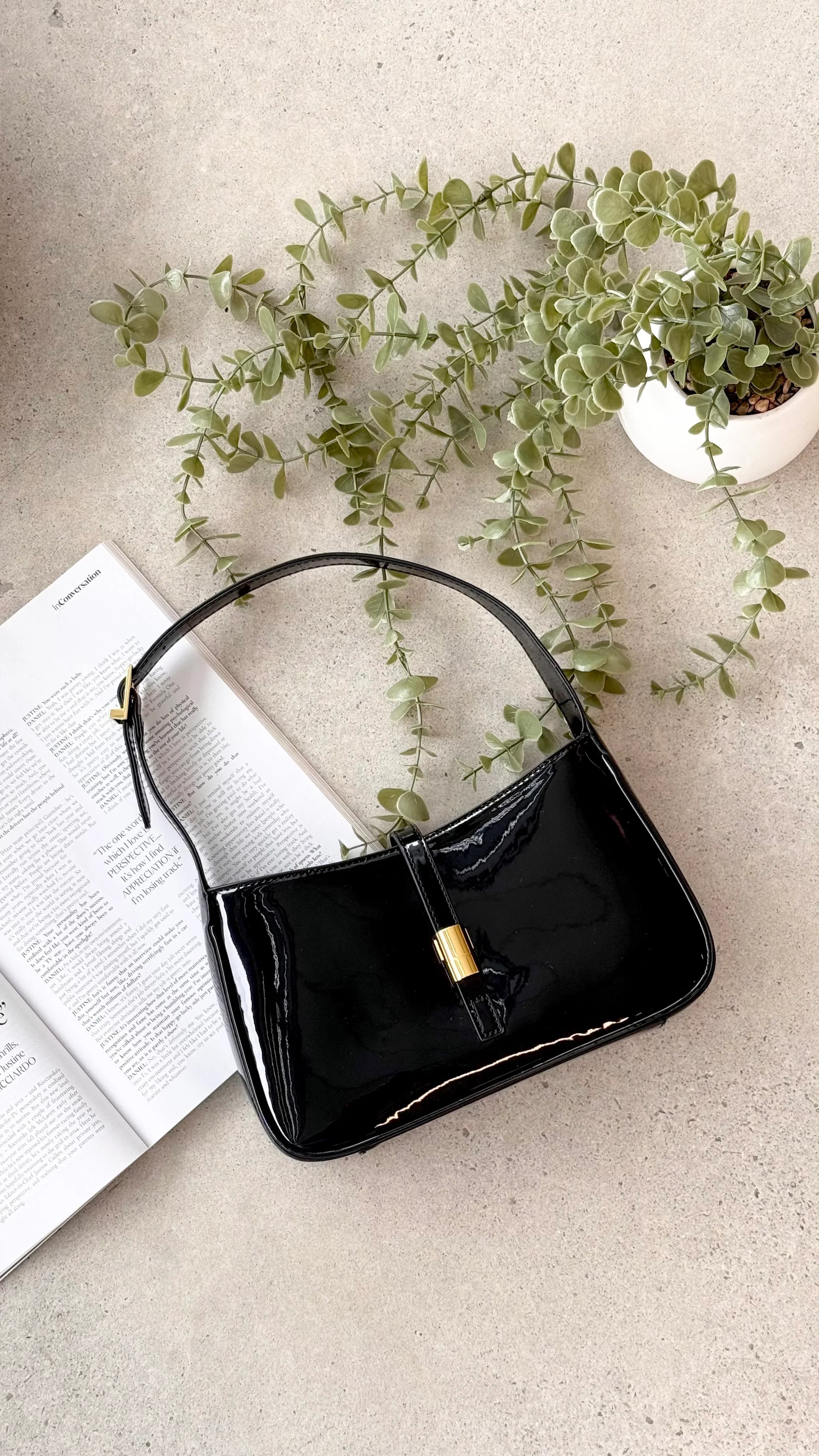 Clara Shoulder Bag Black Patent