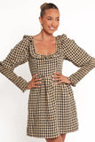 Xenia Mini Dress Black Beige Gingham