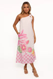 Reagan One Shoulder Midi Dress Pink