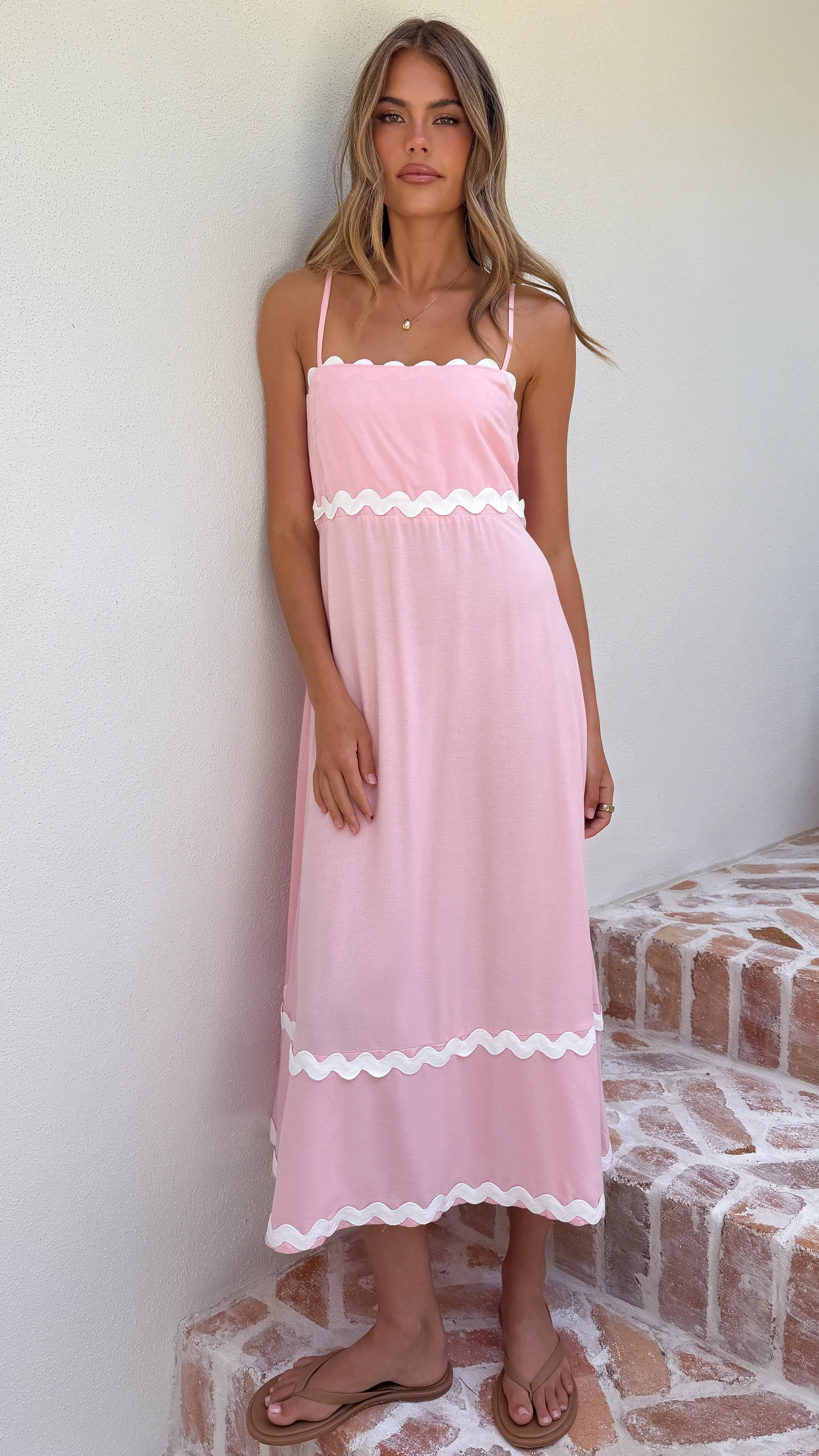 Seraphina Maxi Dress Pink White