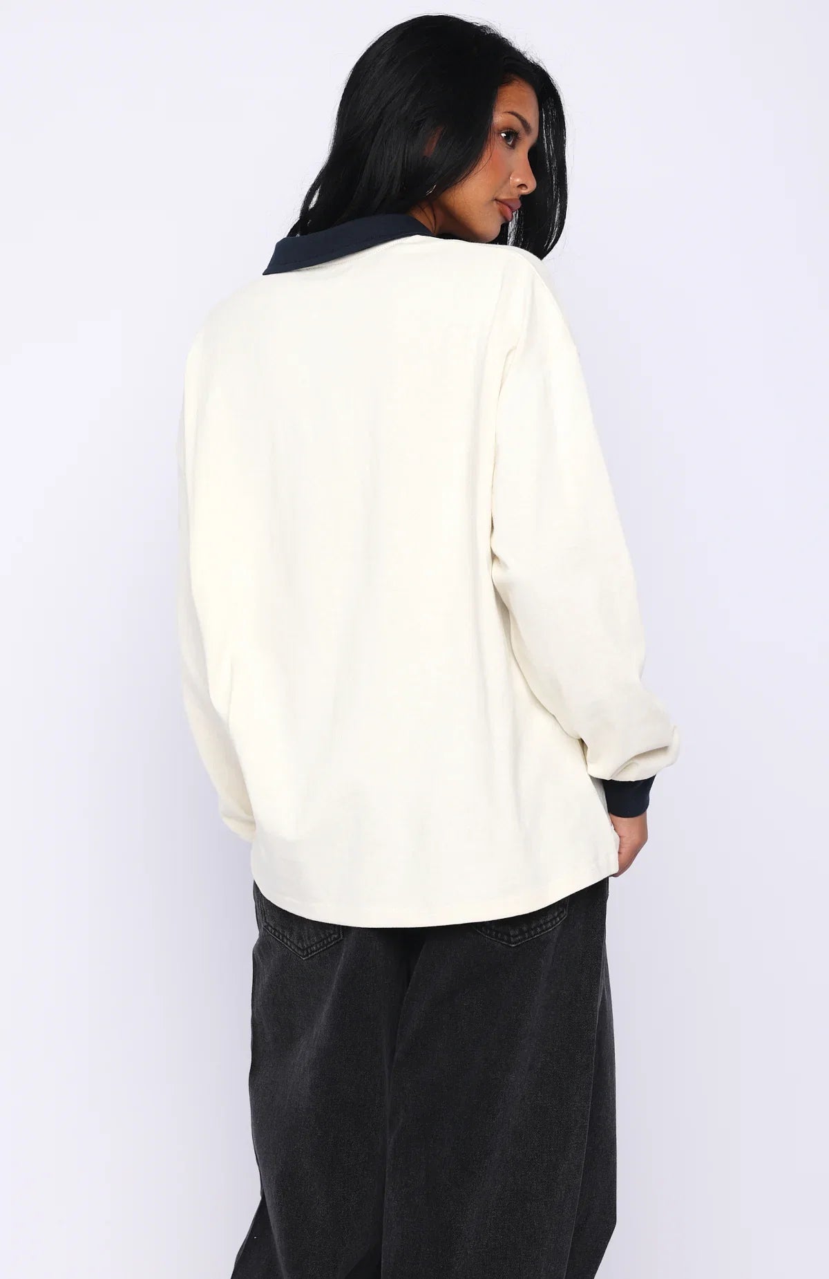 Meeting Friends Long Sleeve Rugby Shirt Cream