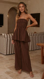 Maison Strapless Top Pants Set Chocolate
