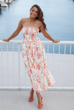 Avania Strapless Midi Dress Red Floral