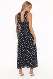 Boston Strapless Maxi Dress Black Polka Dot