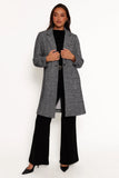 Nicoletta Single Button Herringbone Coat Black