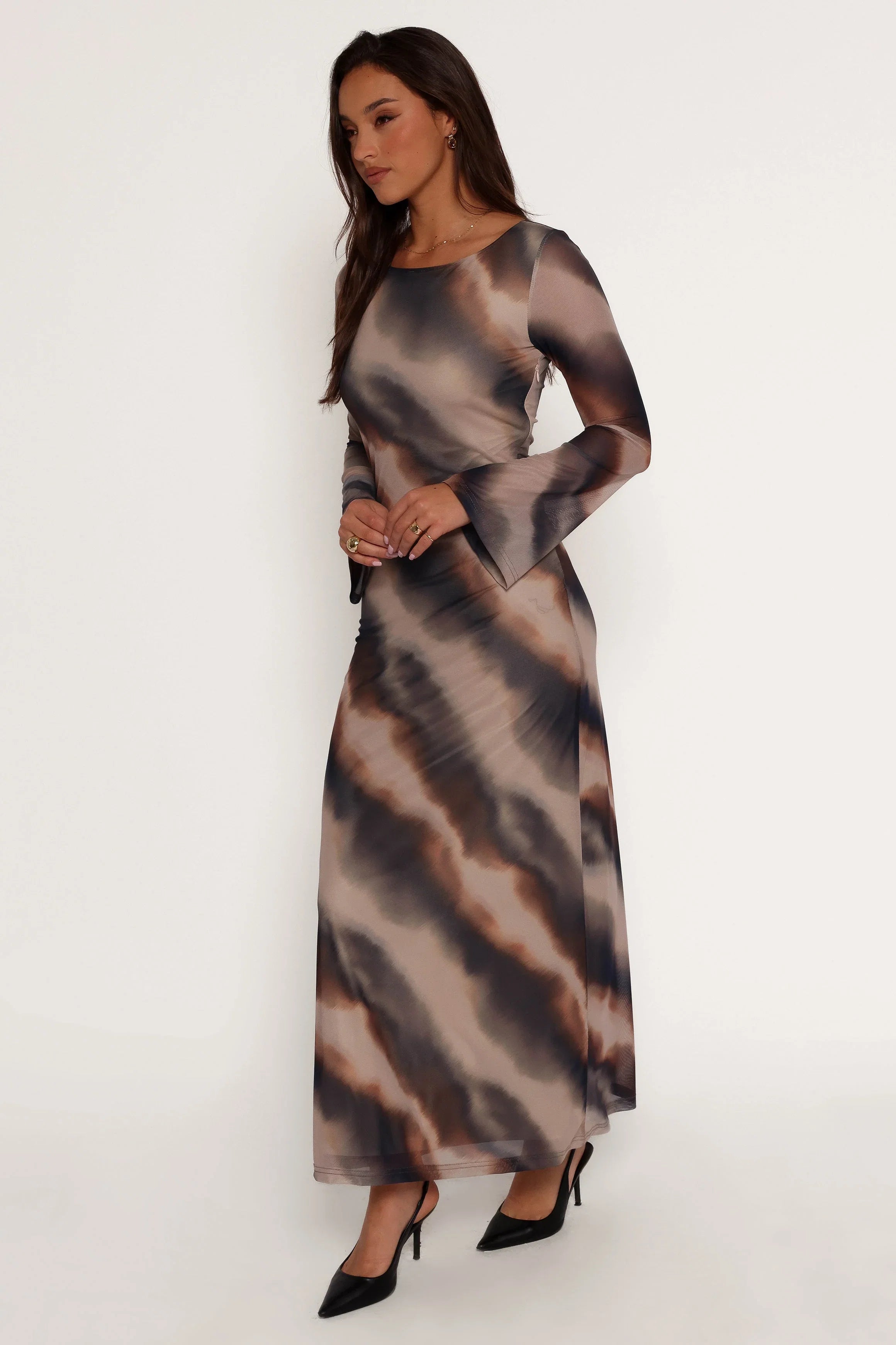 Pandora Long Sleeve Maxi Dress Ombre Stripe