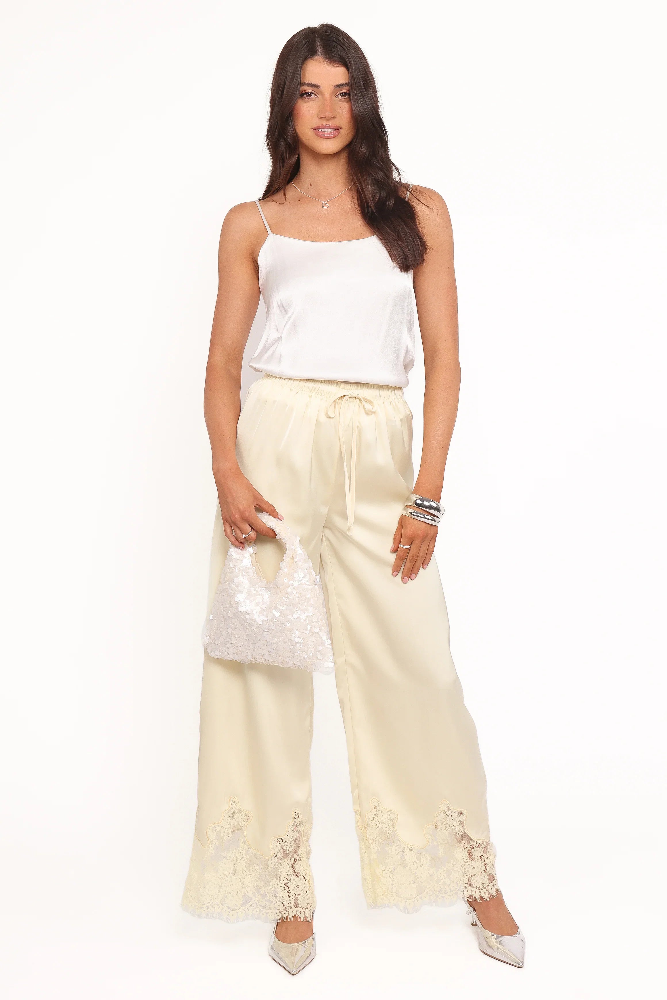 Viola Drawstring Wide Leg Pant Yellow