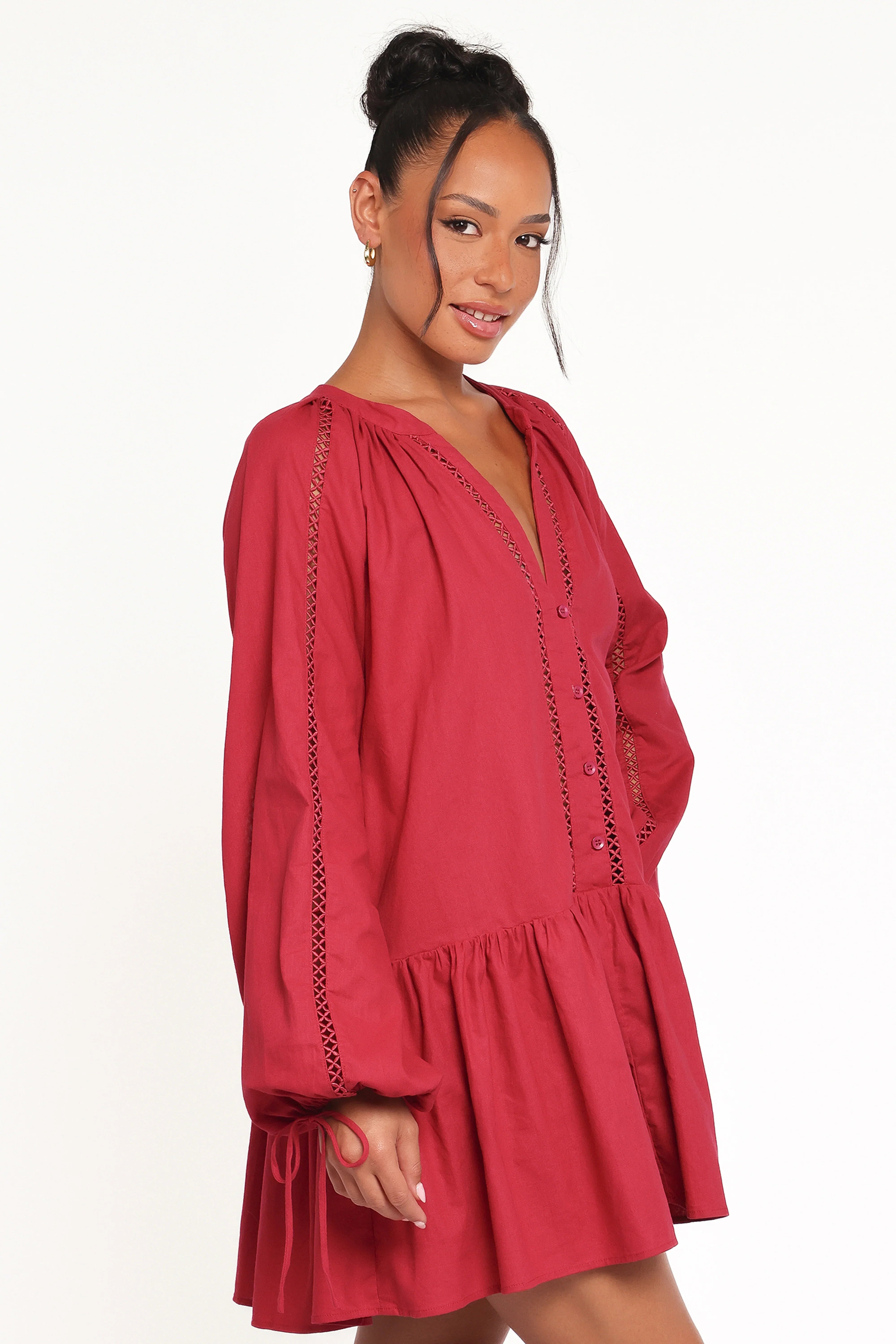 Hart Long Sleeve Mini Dress Wine