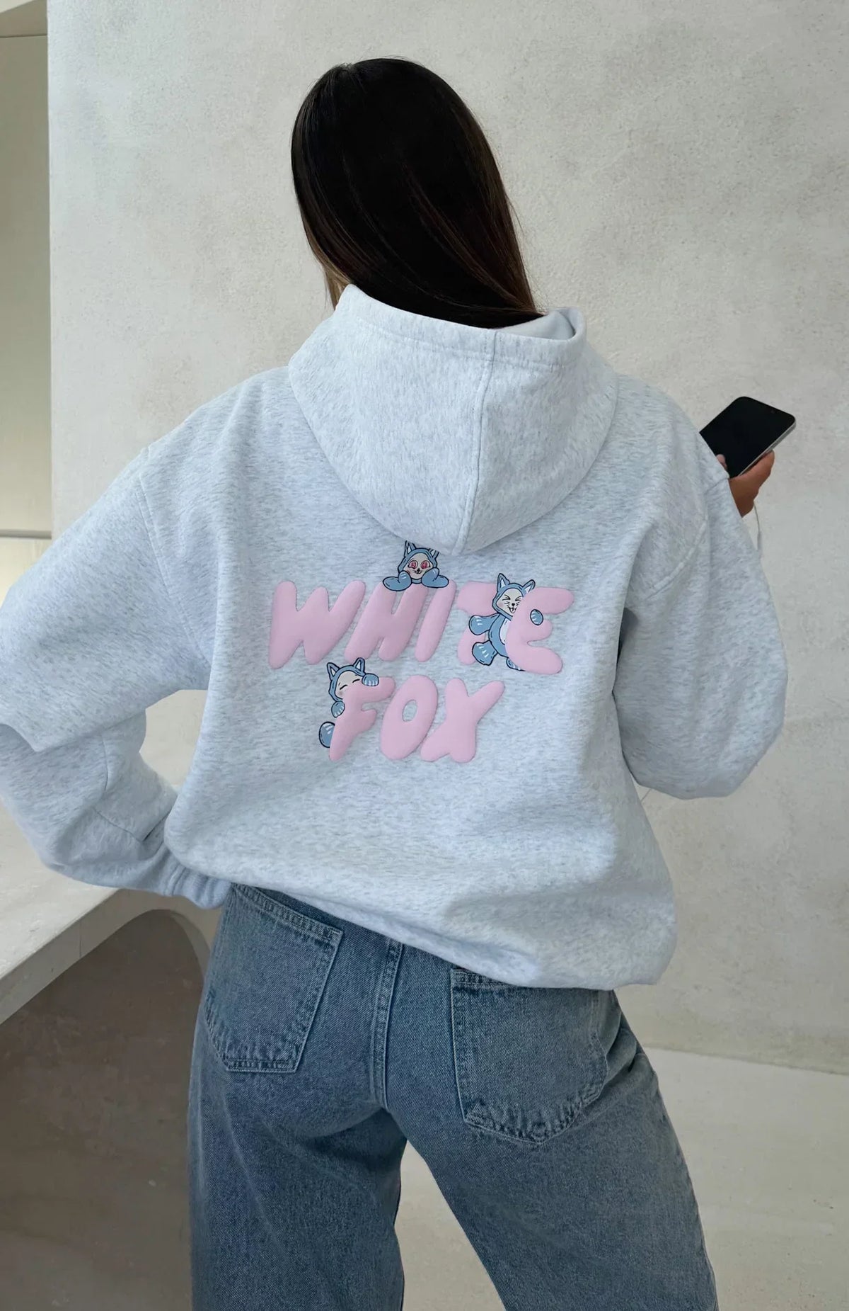 Bubbles Foxy Friends Oversized Hoodie Frosty