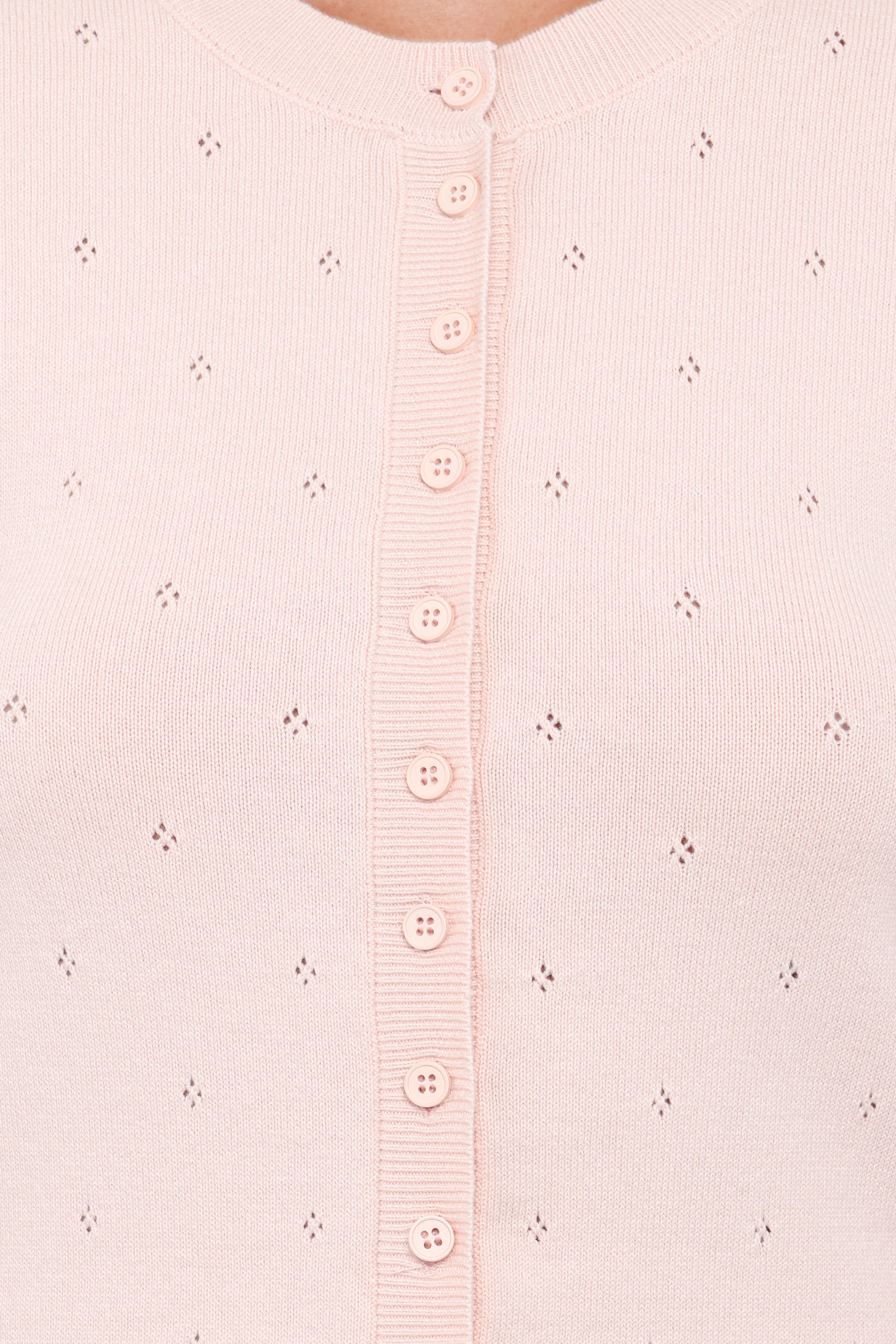 Monae Pointelle Button Up Top Pink