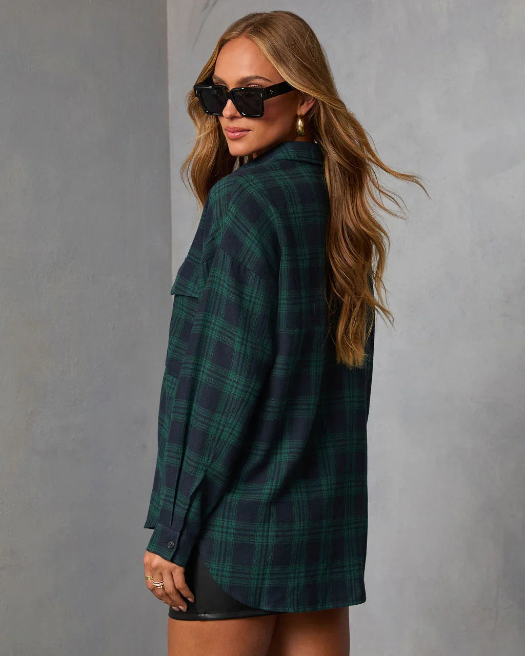 Petaluma Cotton Blend Plaid Button Down Top