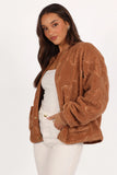 Lasky Flower Pattern Button Down Jacket Camel