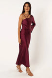 Moly One Shoulder Midi Dress Wine