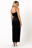 Renarde Wrap Velvet Midi Dress Black