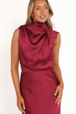 Anabelle Halter Neck Lace Maxi Dress Berry