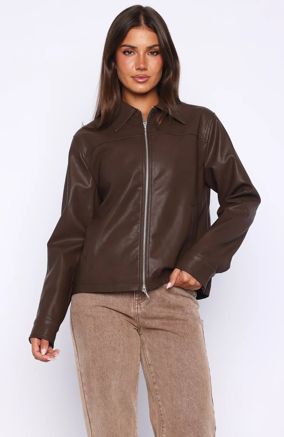 Never Possible Pu Jacket Chocolate