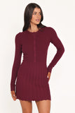 Darlina Long Sleeve Mini Dress Burgundy