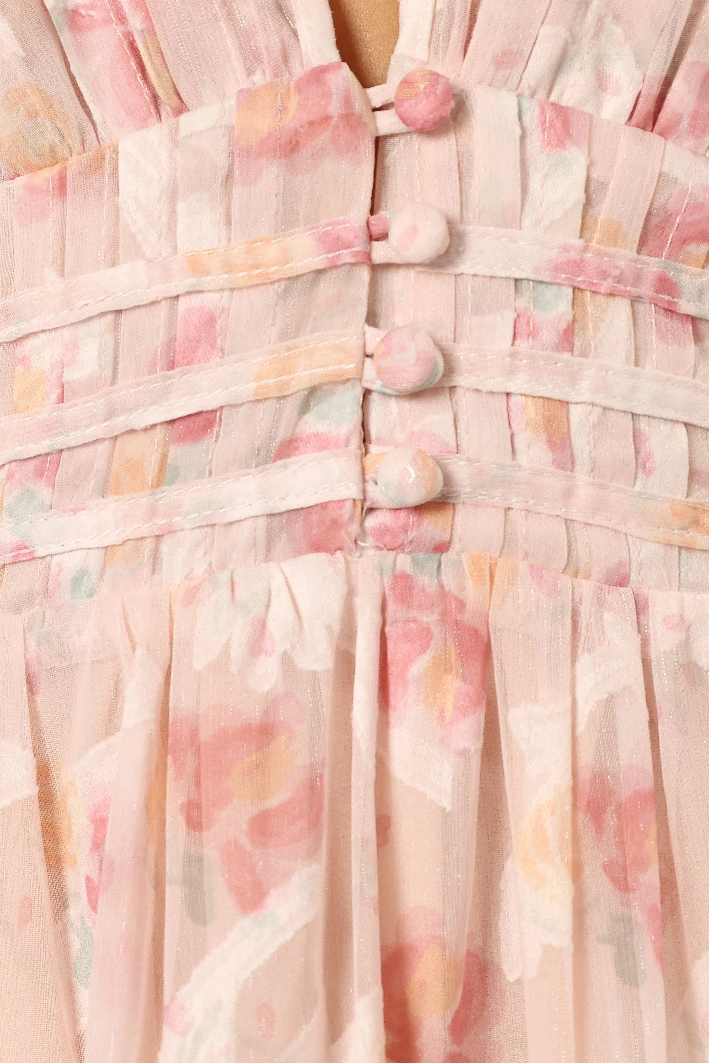 Daphne Ruffle Midi Dress Pink Orange