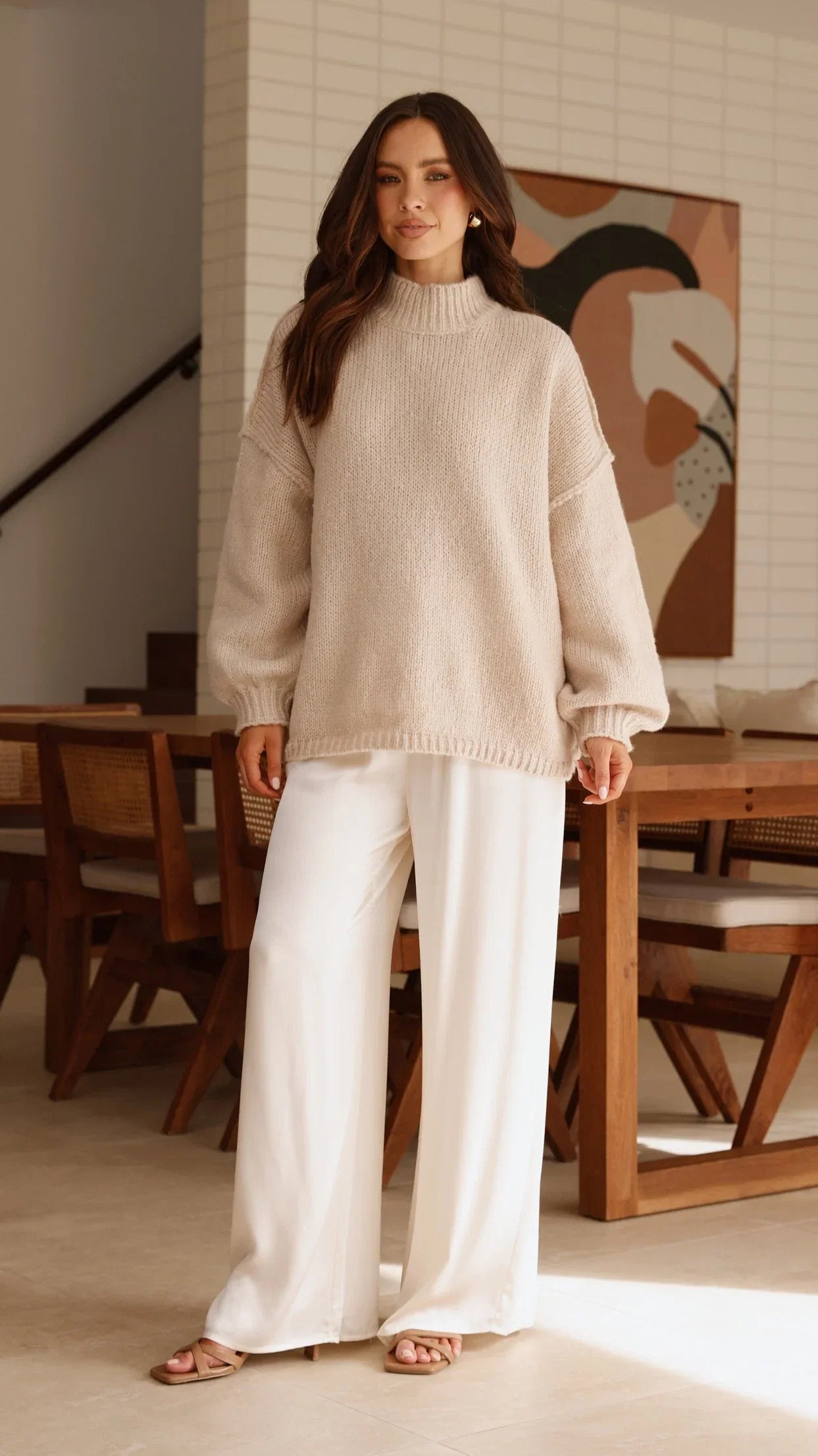 Savanna Knit Sweater Beige