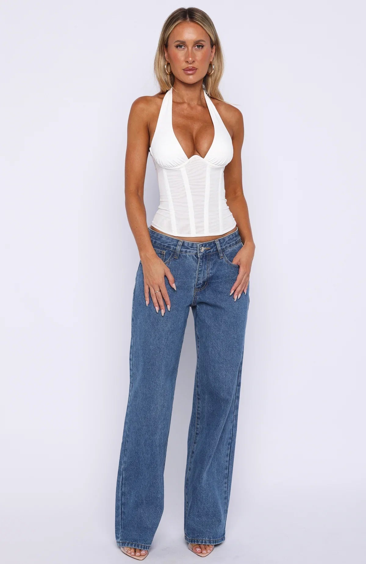 Hot Girl Halter Bustier White