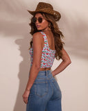 Orchard Darling Cherry Print Corset Crop Top
