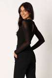 Kellie Mesh Long Sleeve Bodysuit Black