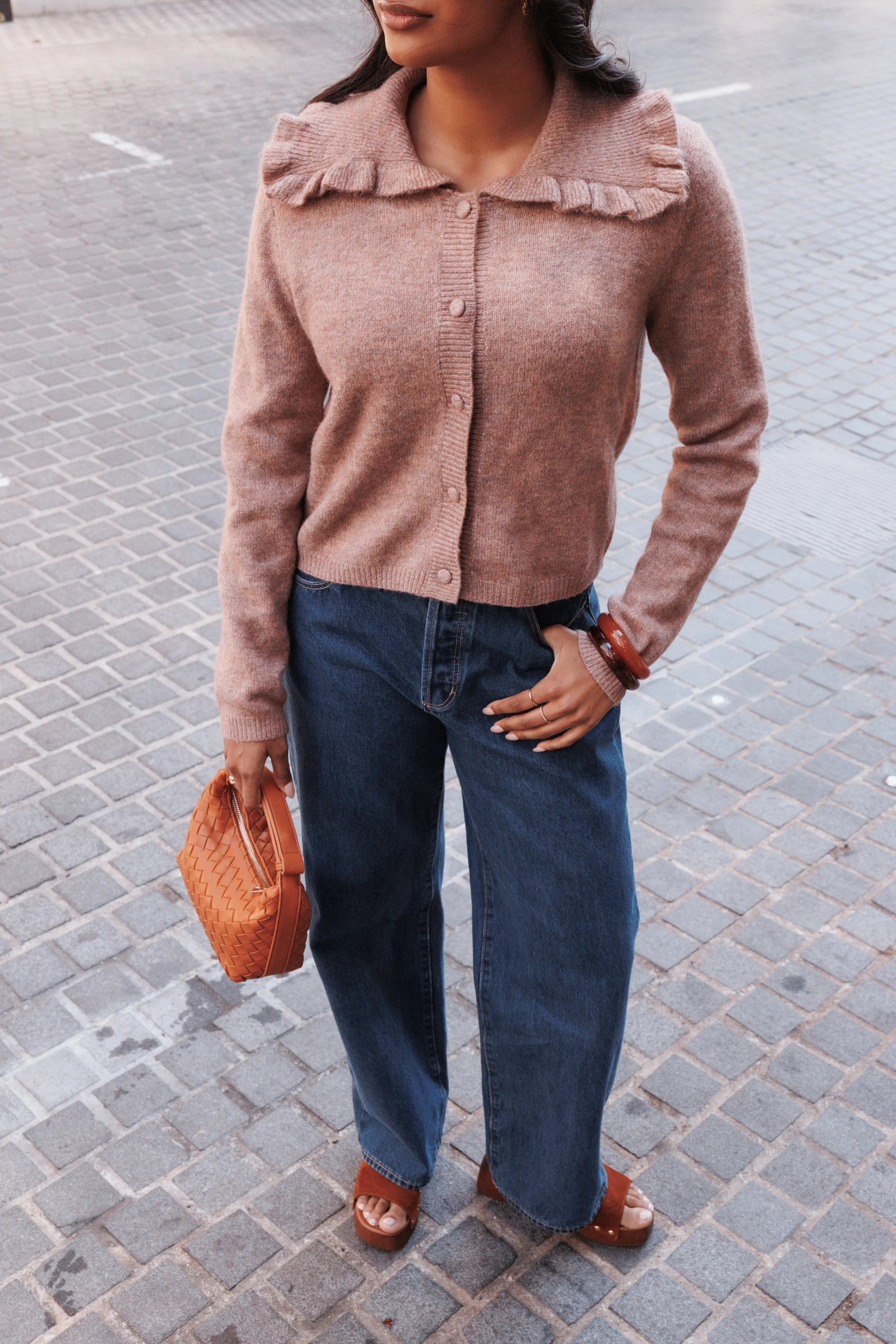 Carmello Frill Collar Cardigan Mocha