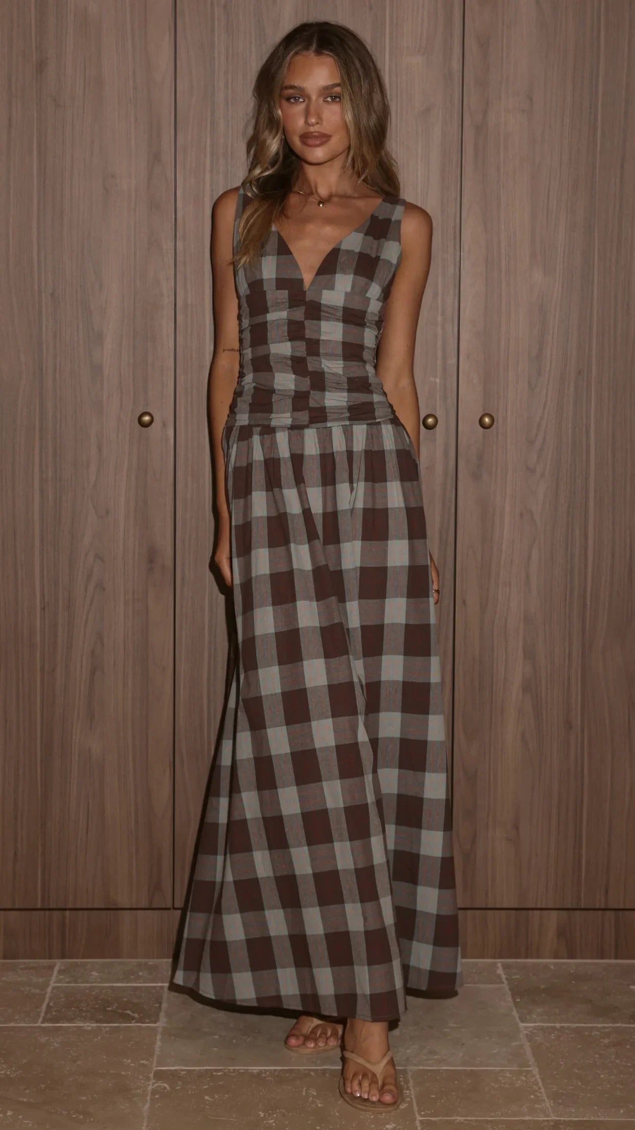 Sanya Maxi Dress Chocolate Check