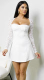 Vessia Lace Sleeve Mini Dress White