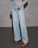 Laylia Stretch Distressed Wide Leg Jeans