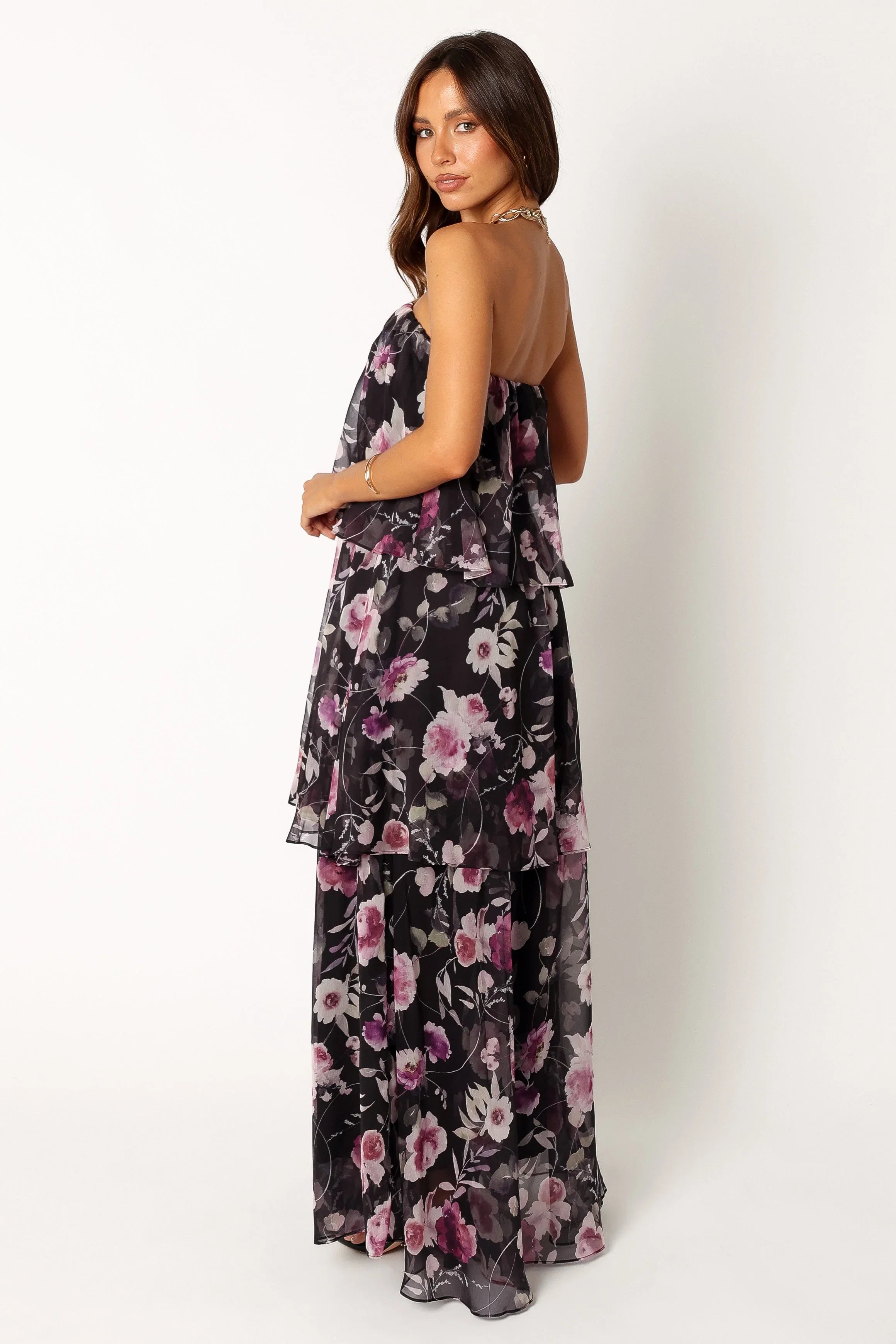 Bloom Strapless Maxi Dress Black Floral