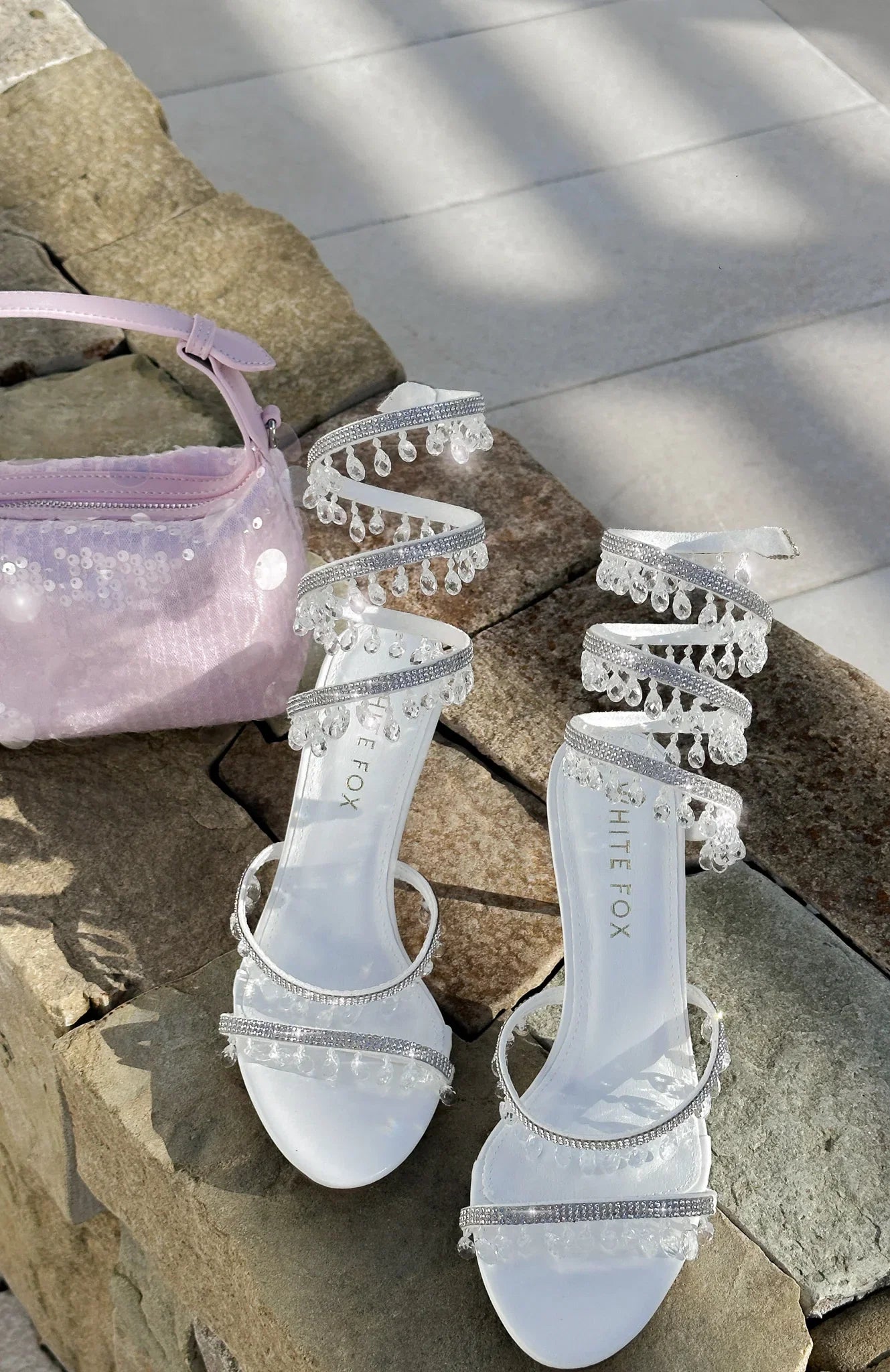 Soliel Wrap Heels White Clear
