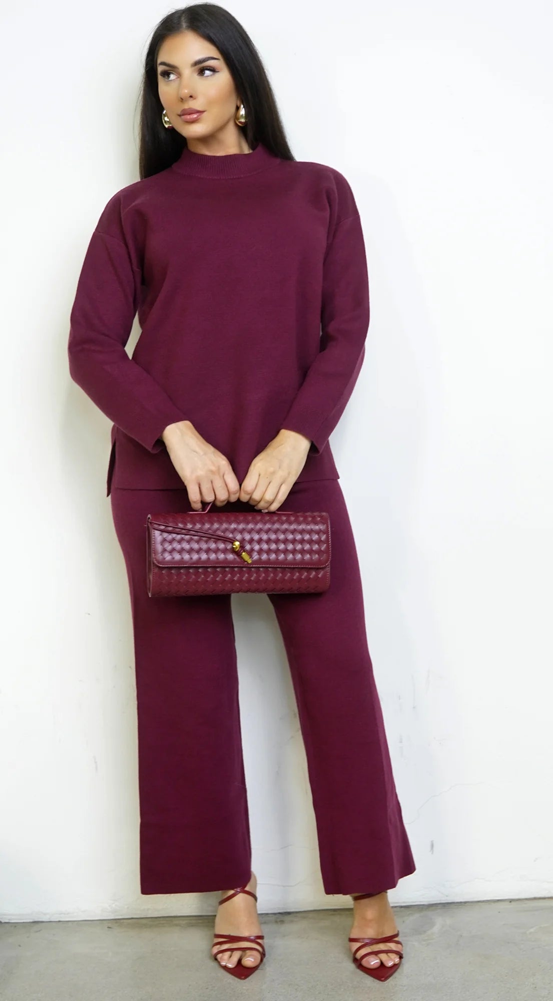 Mirel Knit Set Burgundy