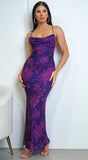 Heaven Purple Floral Print Maxi Dress