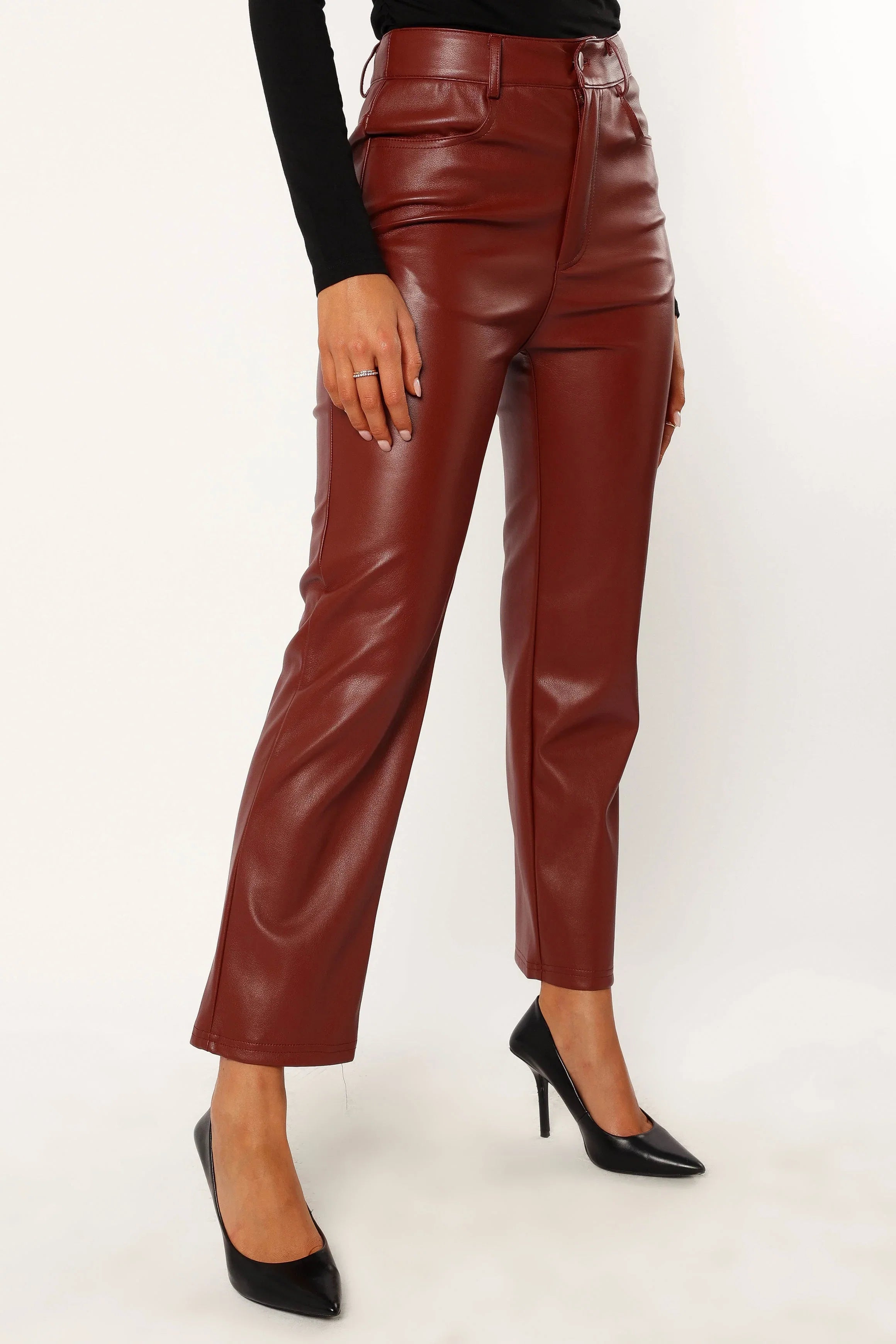 Maverick Vegan Leather Pants Merlot