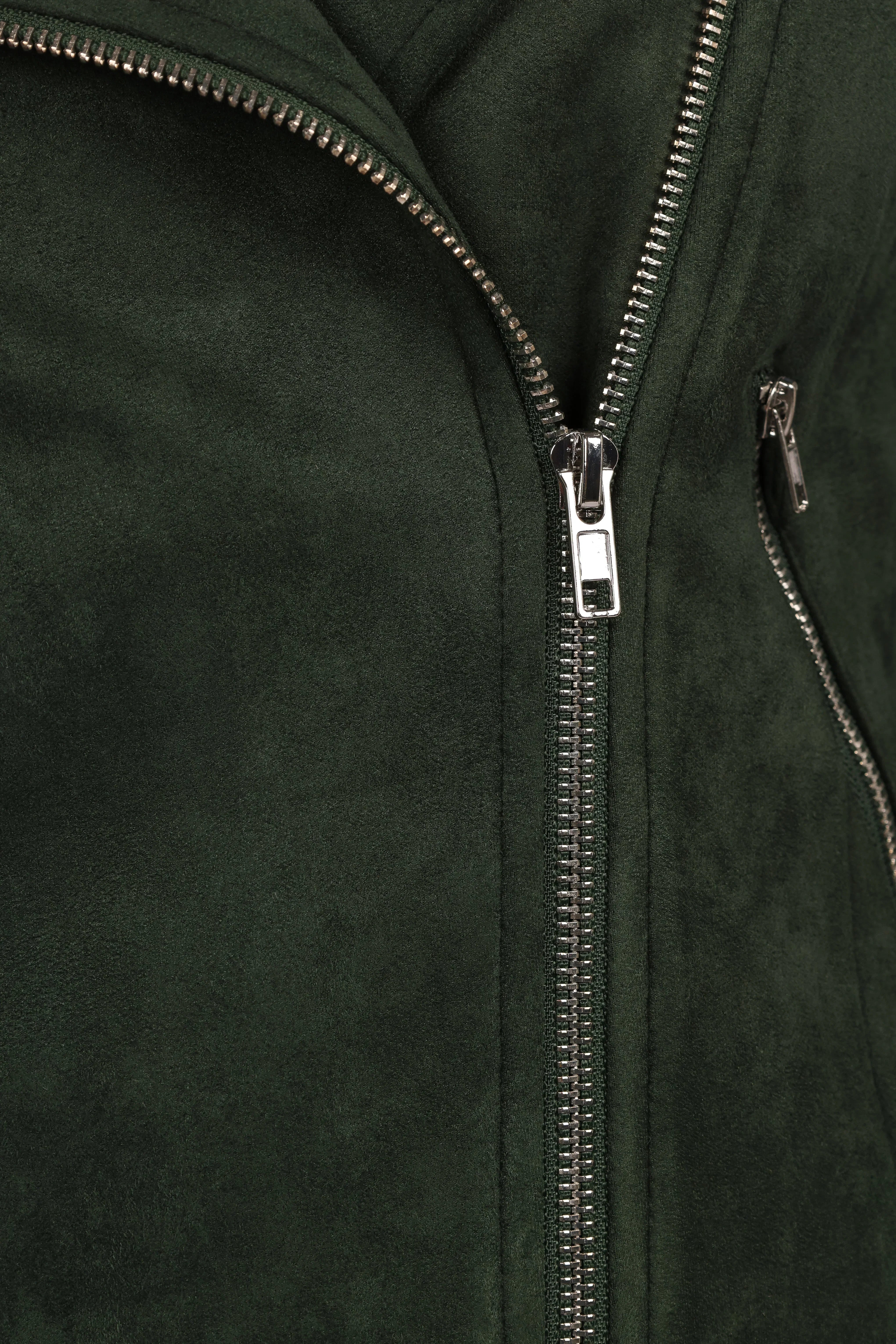 Spencer Faux Suede Moto Jacket Olive