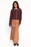 Payton Bow Scallop Cardigan Plum