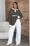 Gentle Affection Long Sleeve Rugby Shirt Black Yellow Stripe