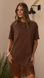 Avei Lace T Shirt Mini Dress Chocolate