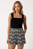 Jacey Embroidered Shorts Black White