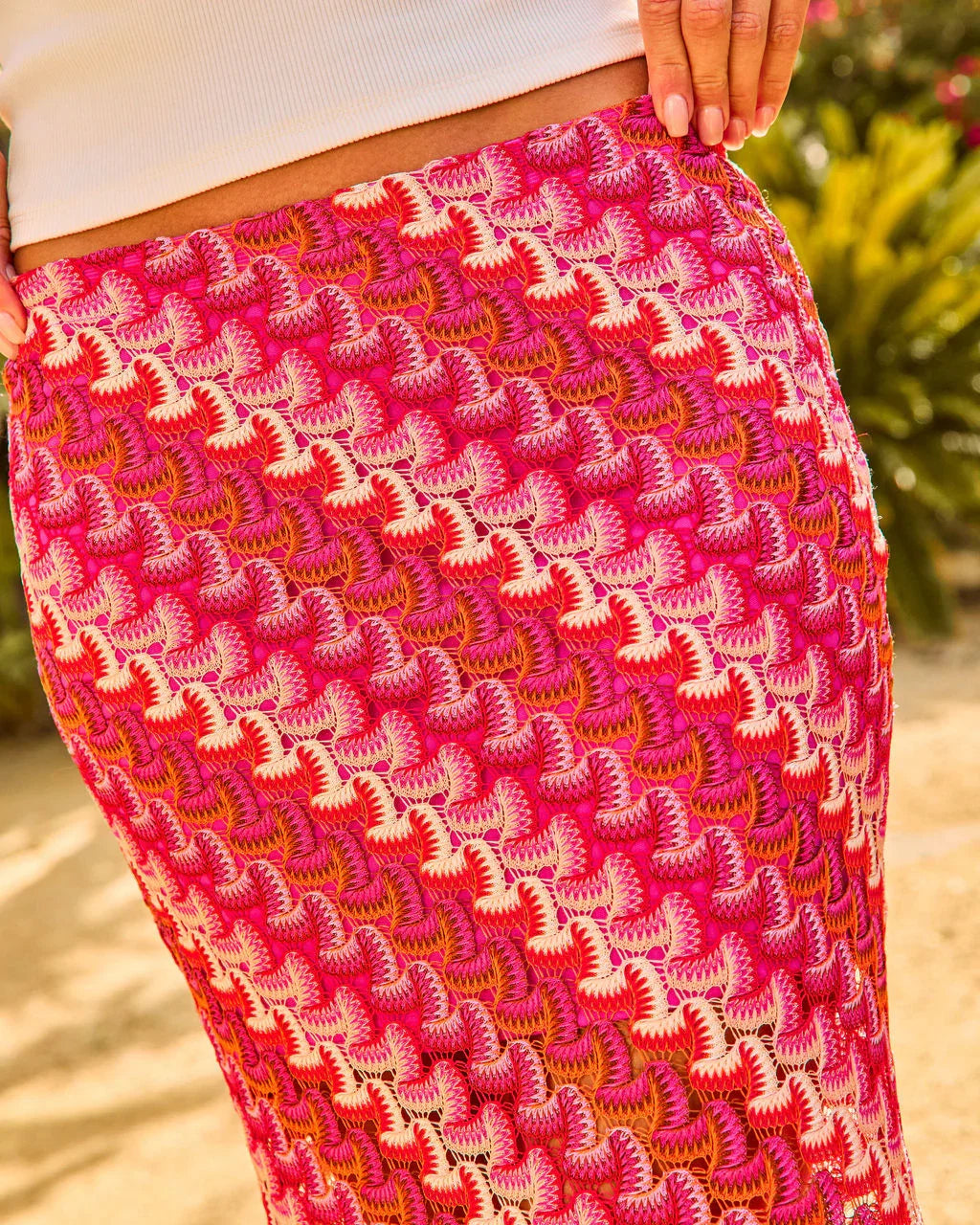 Odessah Striped Crochet Maxi Skirt