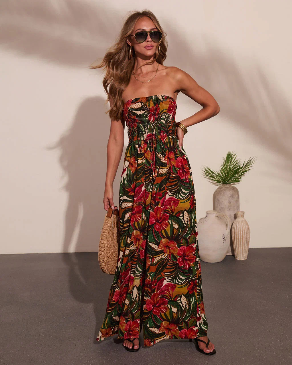 Markey Abstract Strapless Jumpsuit