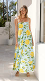 Kaethe Maxi Dress Lemon Aqua Floral