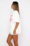 With Love Forever Oversized Tee White Pink