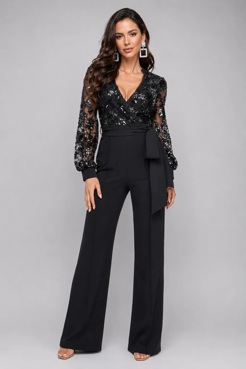 Eve Sequin Jumpsuit Black