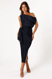 Santiago Off Shoulder Midi Dress Navy