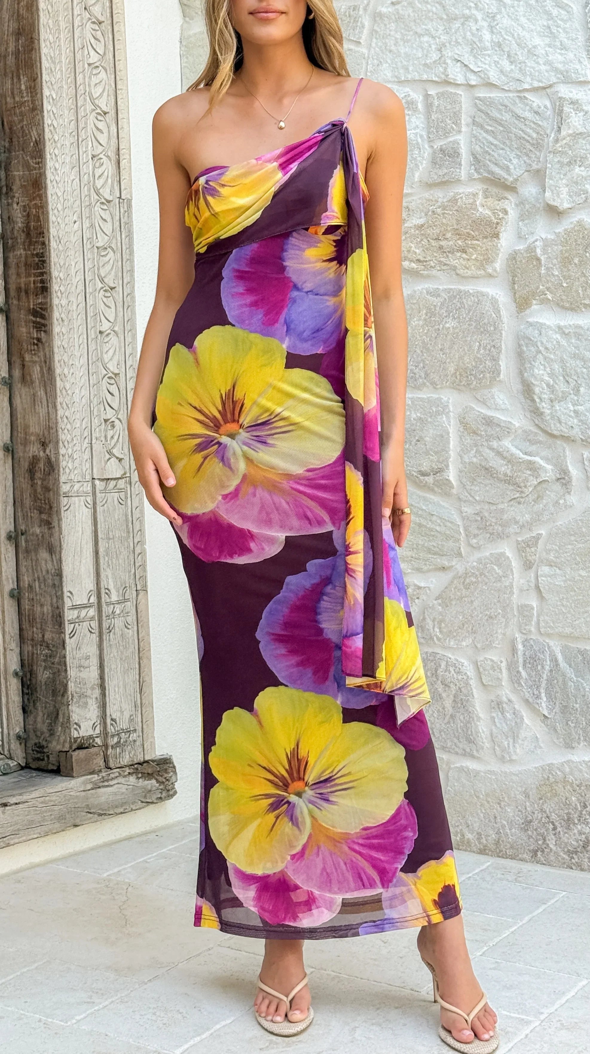 Haviana Maxi Dress Purple Yellow Floral